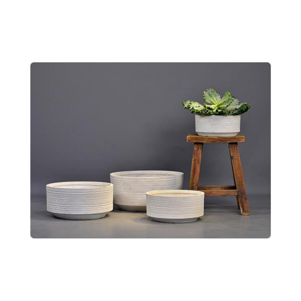 White Stripe Cement Planter - XMYYH-GA30-2233