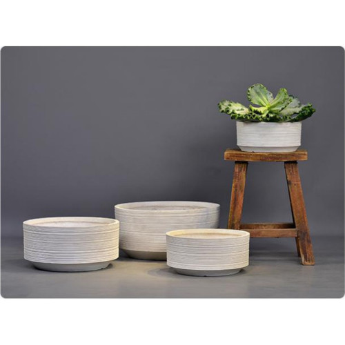 White Stripe Cement Planter - XMYYH-GA30-2233