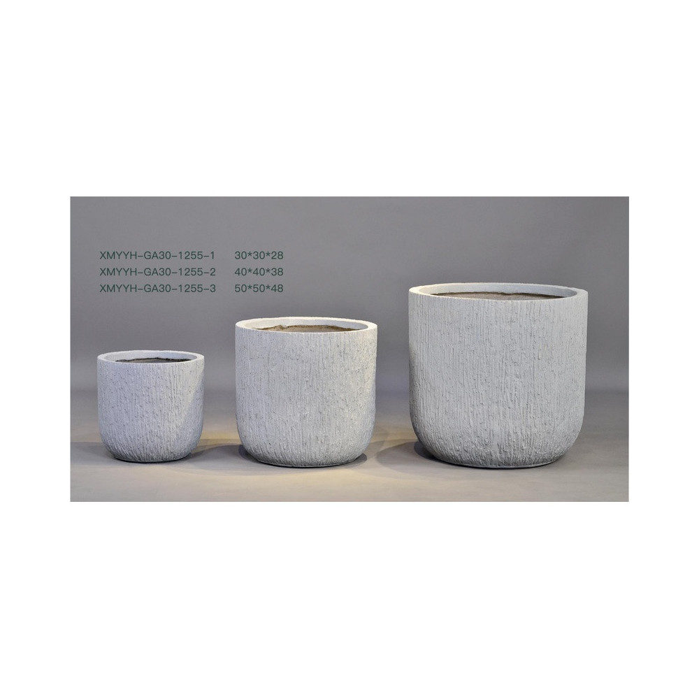 Tall Textured Round Cement Planter