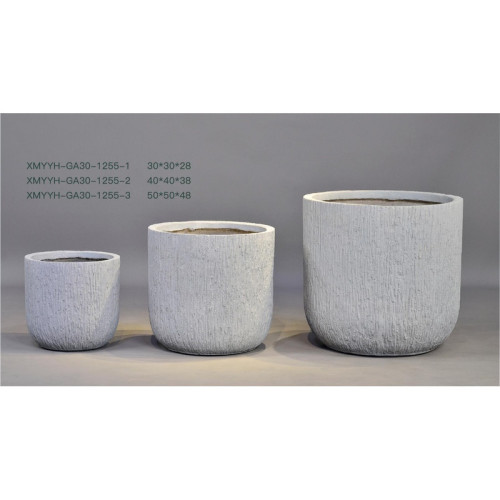 Tall Textured Round Cement Planter