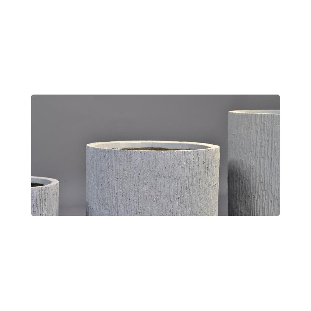 Tall Textured Round Cement Planter