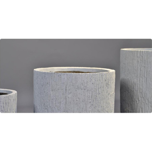 Tall Textured Round Cement Planter