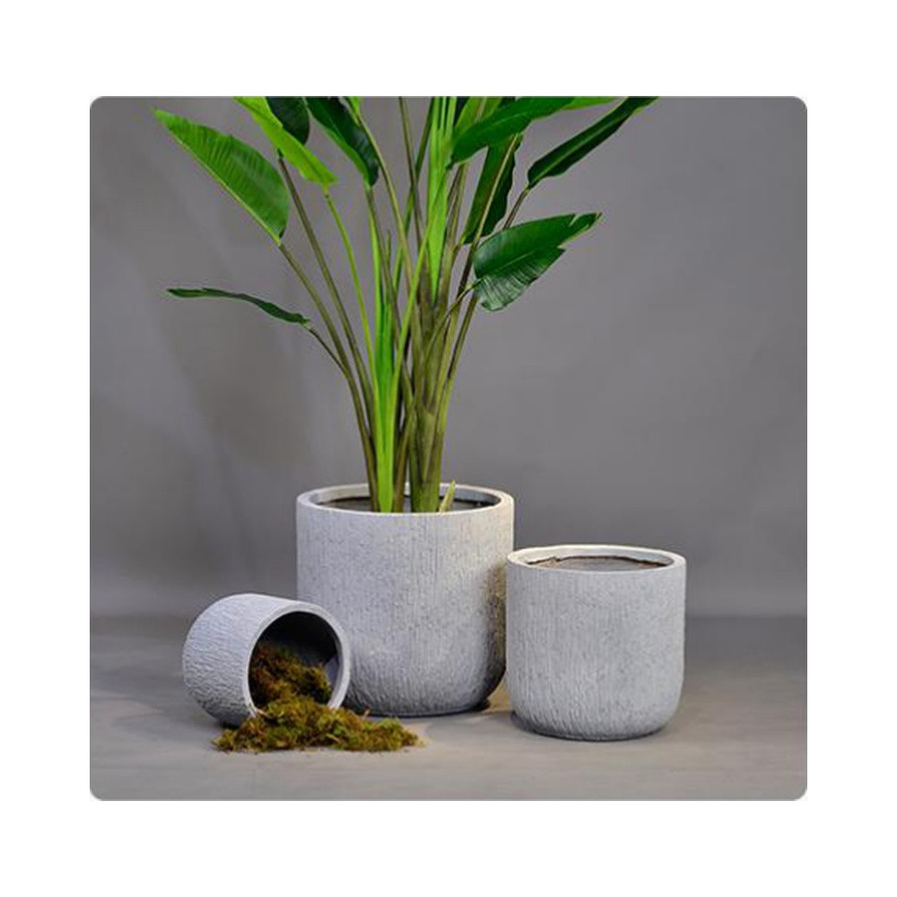 Tall Textured Round Cement Planter