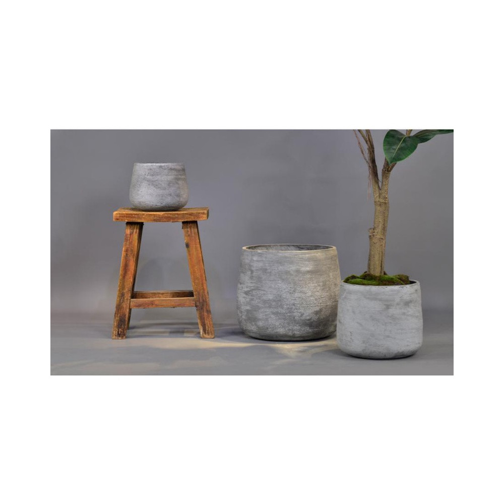 Ribbed Cylindrical Cement Planter - FCLY-YD1014