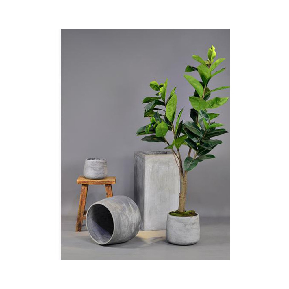 Ribbed Cylindrical Cement Planter - FCLY-YD1014