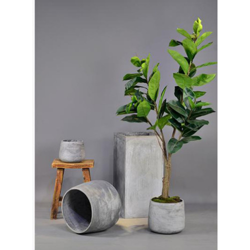 Ribbed Cylindrical Cement Planter - FCLY-YD1014