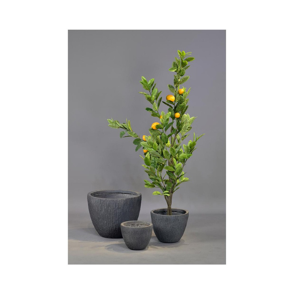 Dark Ribbed Cement Planter - XMYYH-GA30-1335