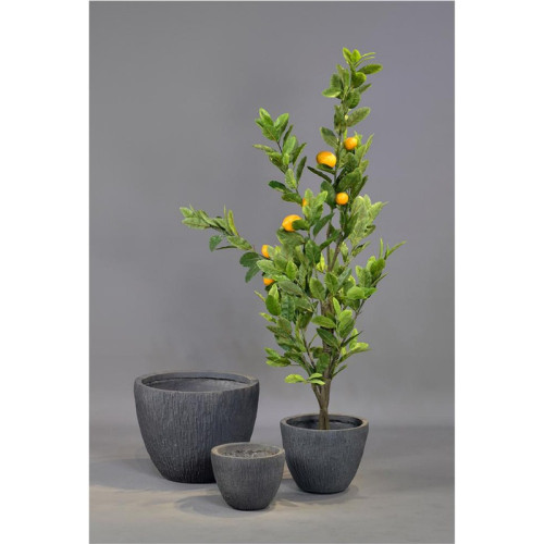 Dark Ribbed Cement Planter - XMYYH-GA30-1335