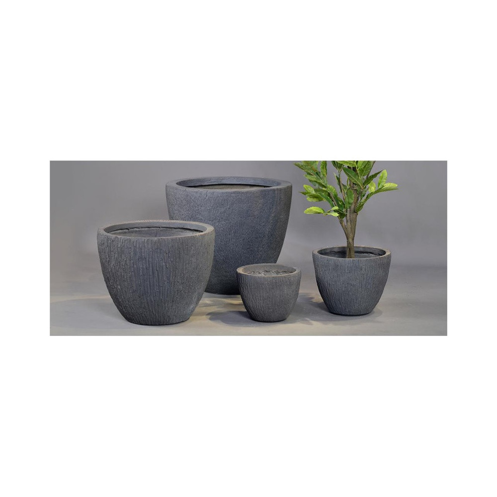 Dark Ribbed Cement Planter - XMYYH-GA30-1335