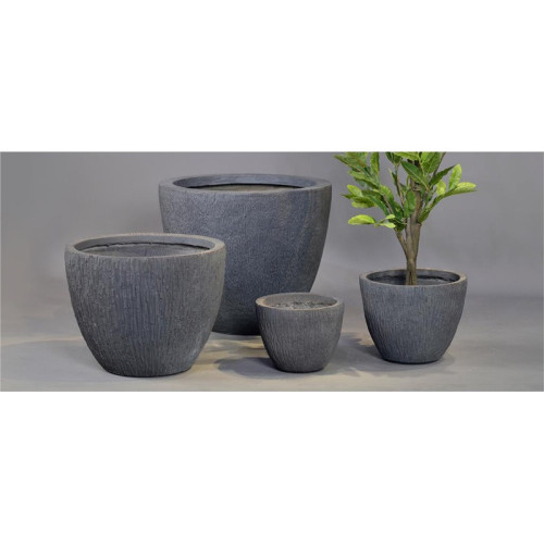 Dark Ribbed Cement Planter - XMYYH-GA30-1335
