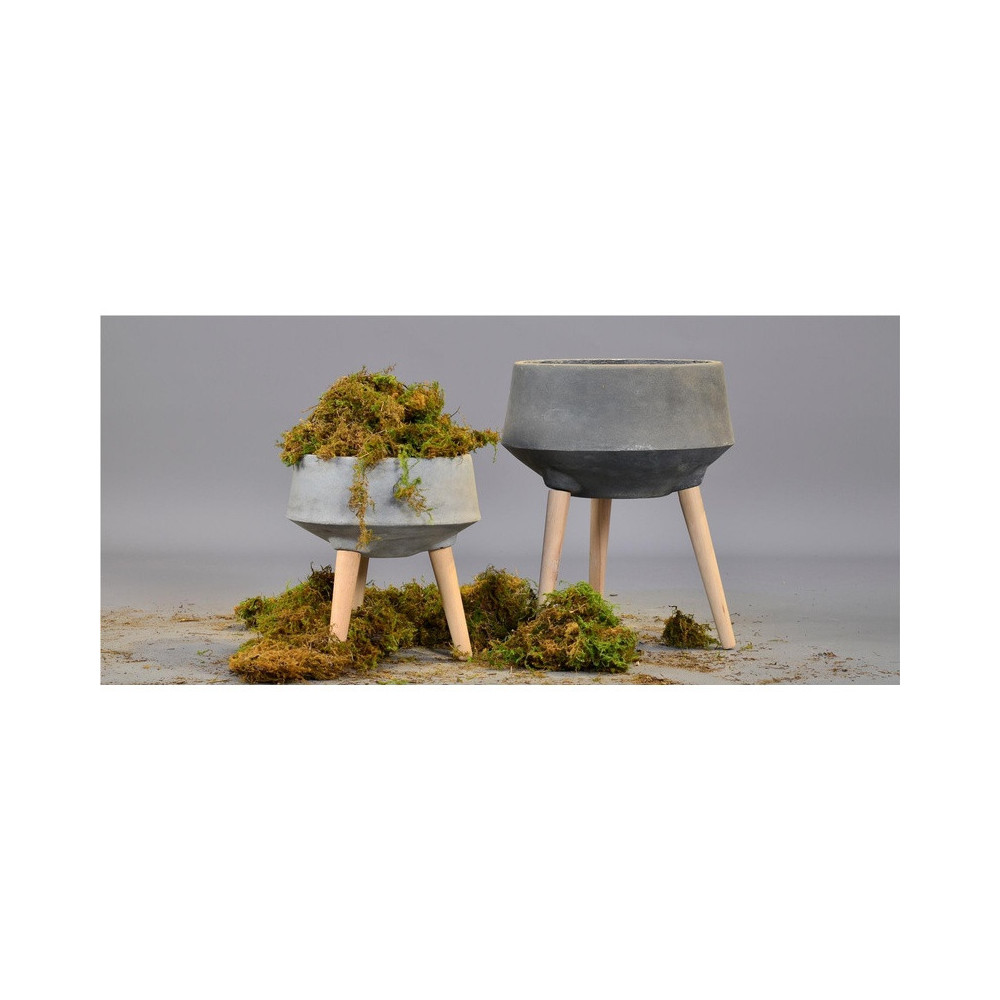 Raised Cement Planter with Wooden Legs
