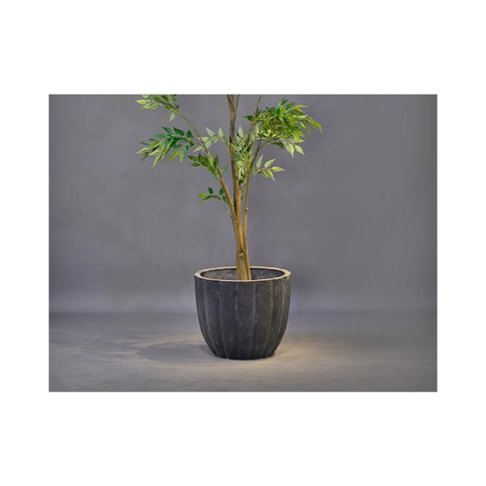 Tall Black Ribbed Cement Planter - FCLY-YD1004
