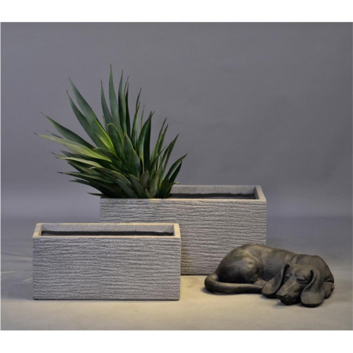 Textured Rectangular Cement Planter