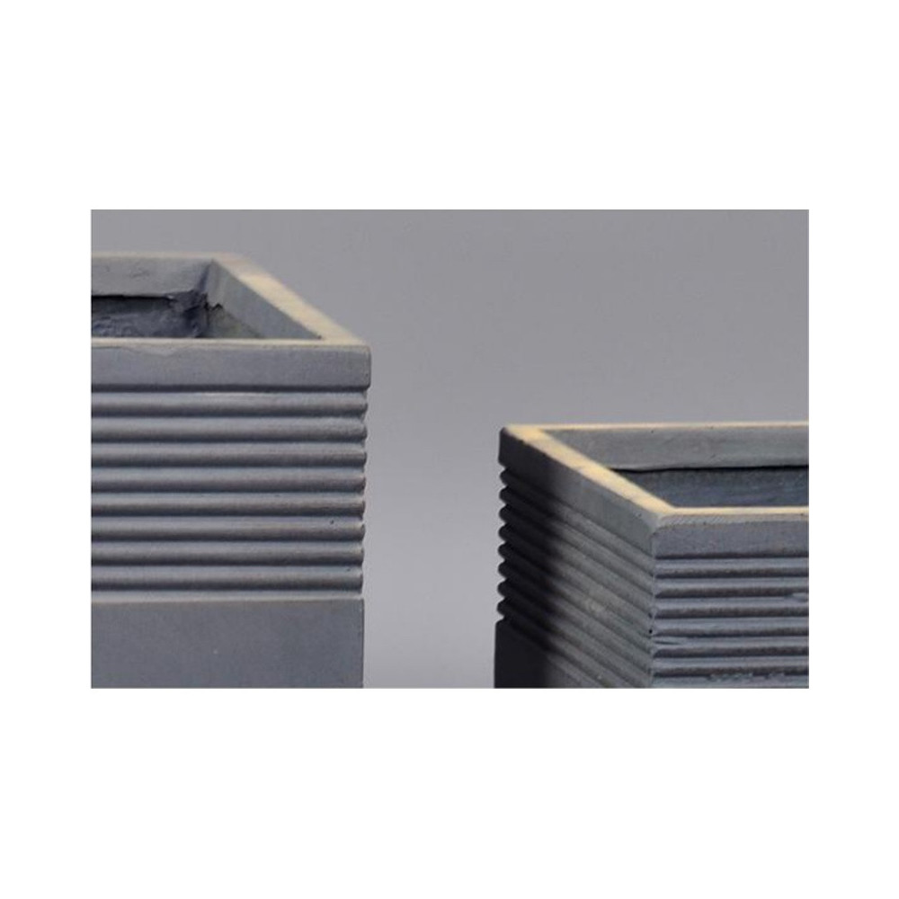Ribbed Square Cement Planter - GA30-1676