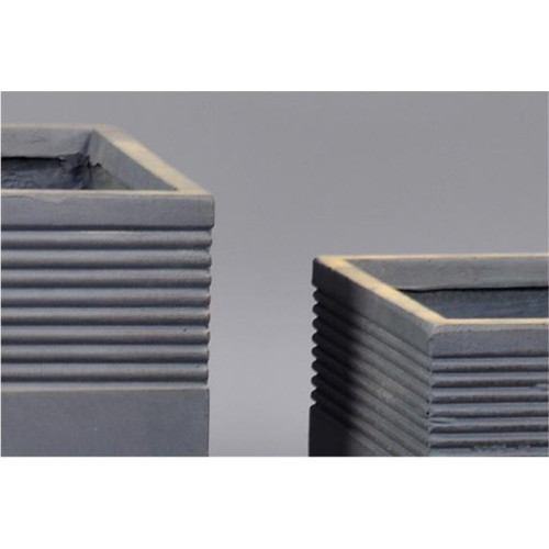 Ribbed Square Cement Planter - GA30-1676