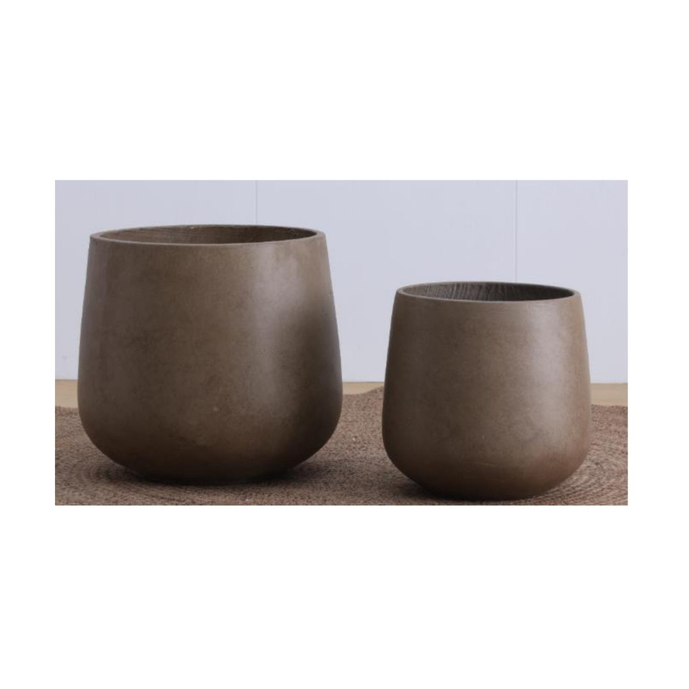 Modern Rounded Cement Pot - Brown | NF26-373027-A