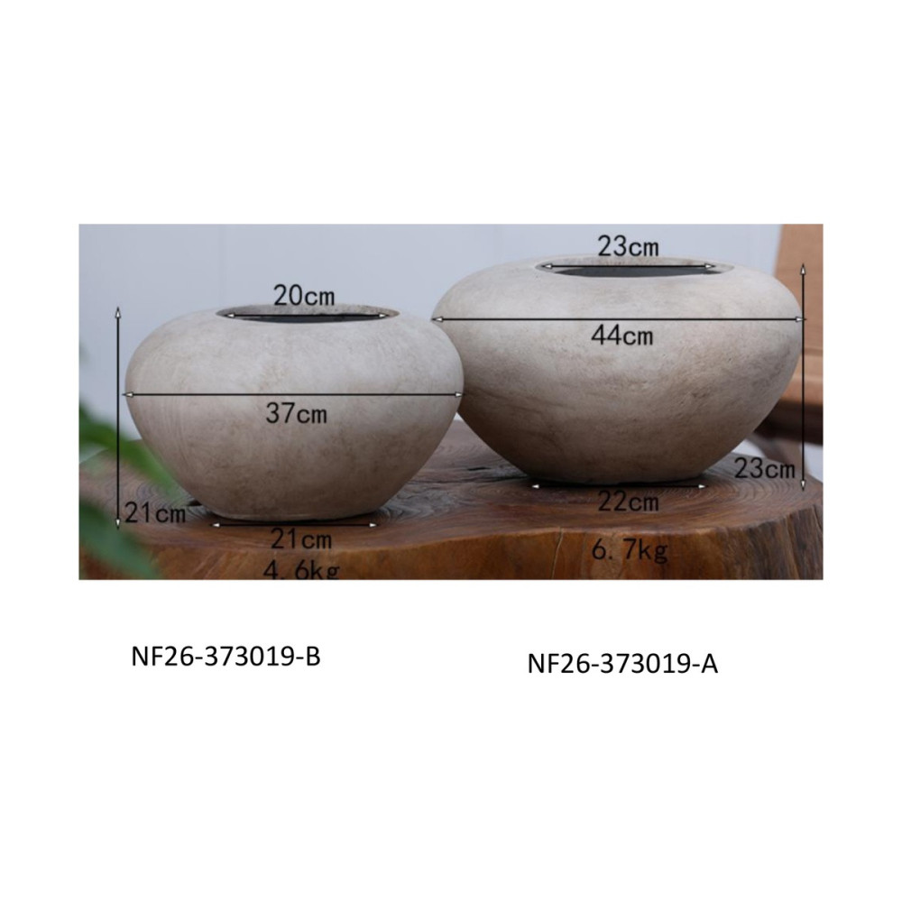 Rounded Decorative Cement Pot | NF26-373019-A