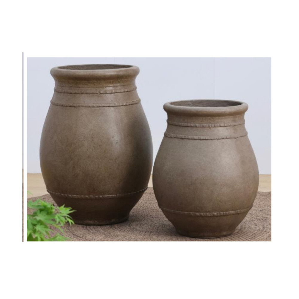 Classic Vase-Shaped Cement Pot - Brown | NF26-373010-A