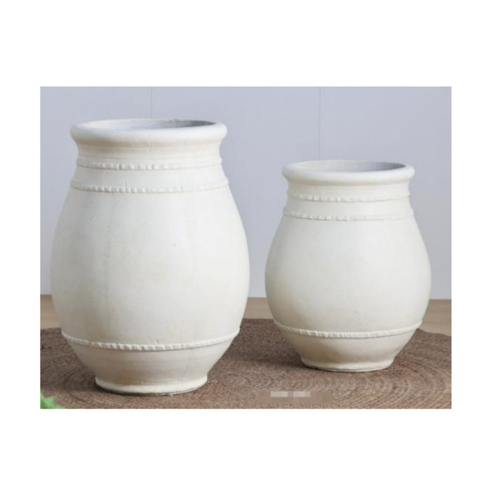 Classic Vase-Shaped Cement Pot - White | NF26-373009-A