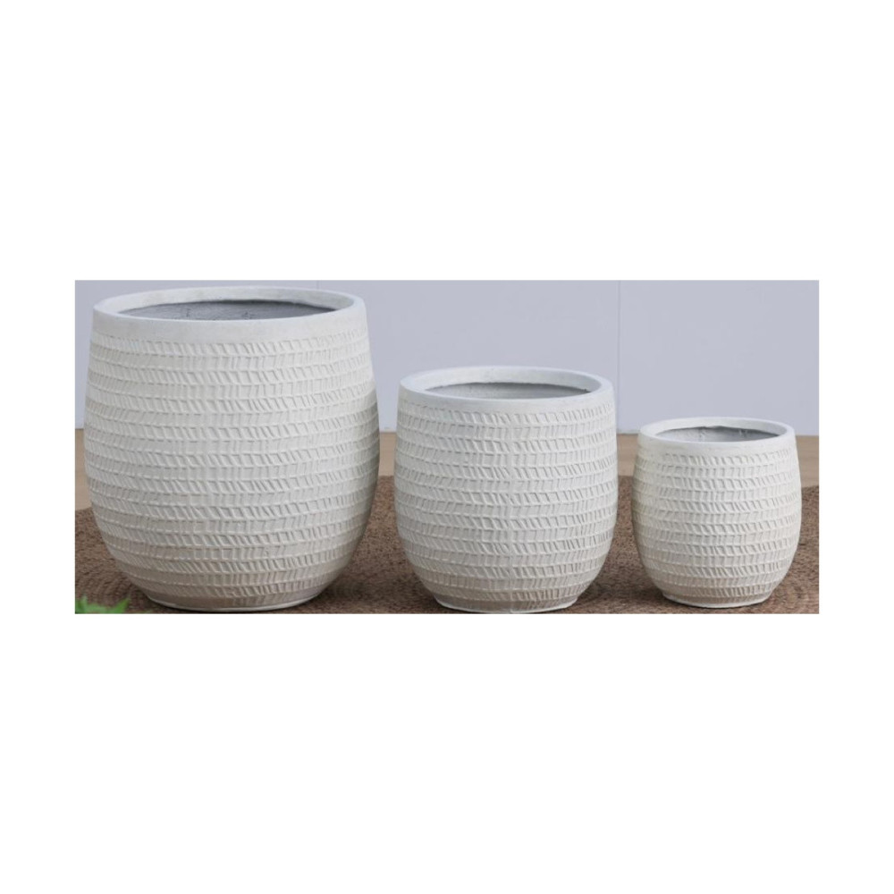Fine Ribbed Cement Pot | NF26-373006-A