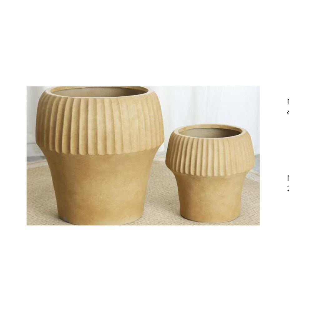 Fluted Decorative Cement Pot | NF25-373010-A