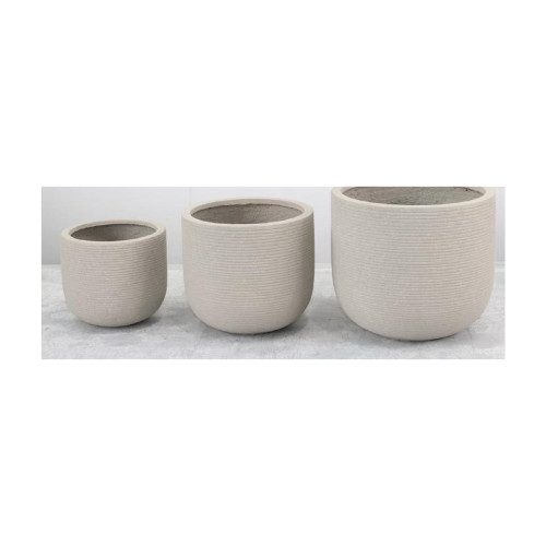 Fine Ribbed Cement Pot - Speckled | NF25-373001-A