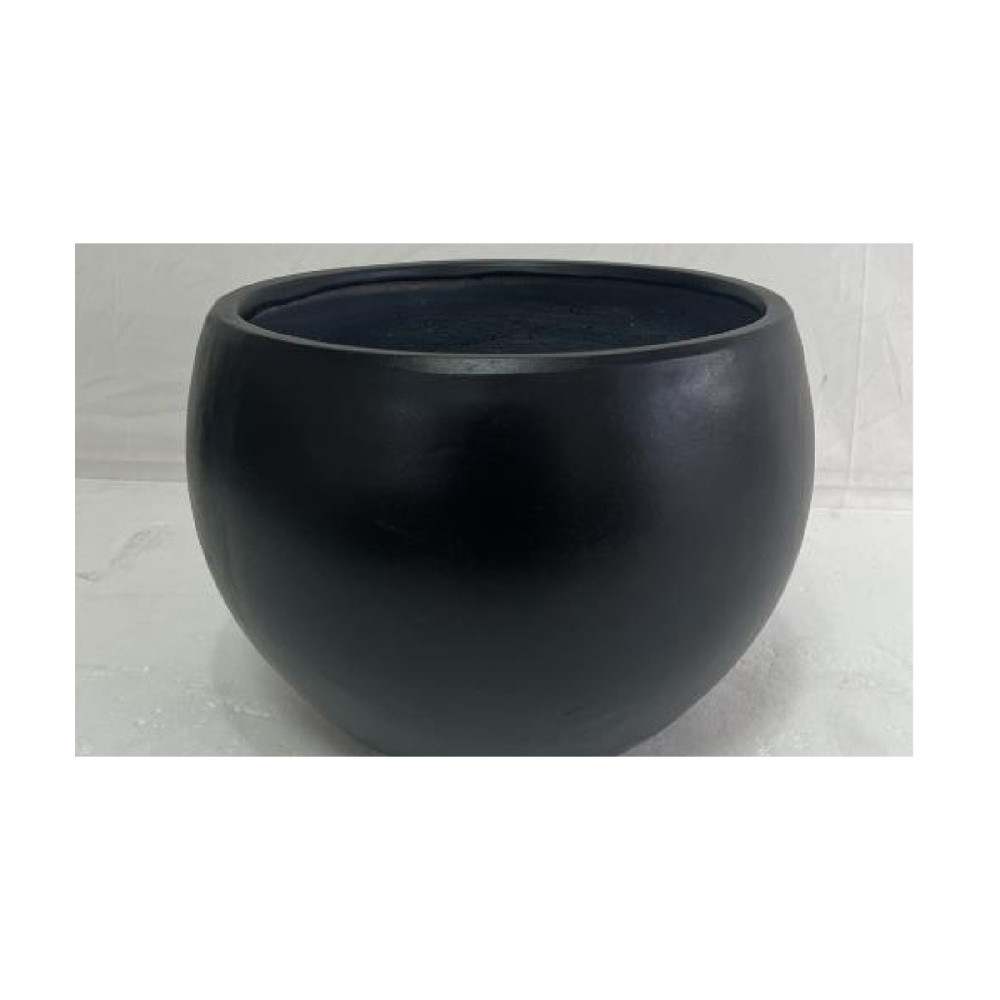 Smooth Black Cement Pot | NF24-373008-BL
