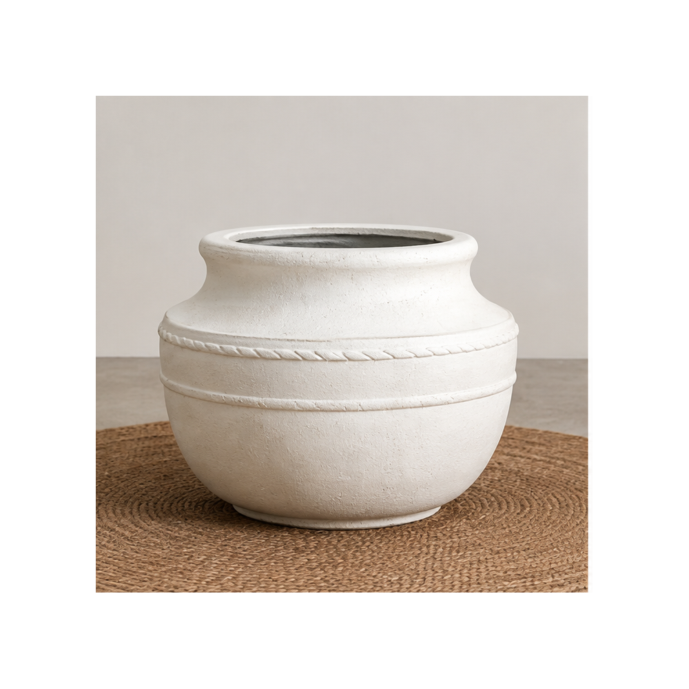 Decorative Ribbed Cement Pot - 50x45 | NF26-373022