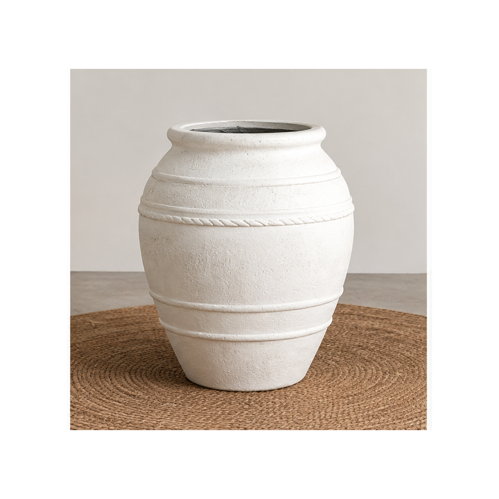 Decorative Ribbed Cement Pot - 50x63 | NF26-373021