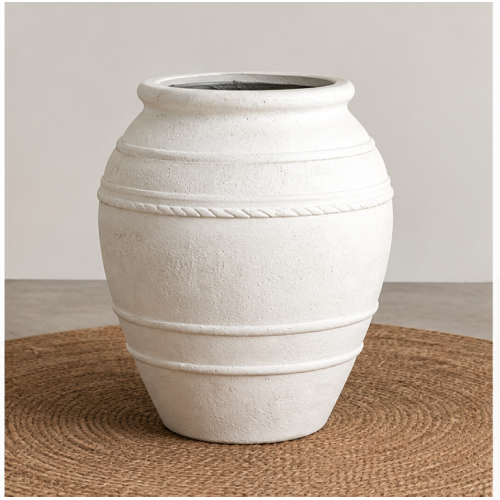 Decorative Ribbed Cement Pot - 50x63 | NF26-373021