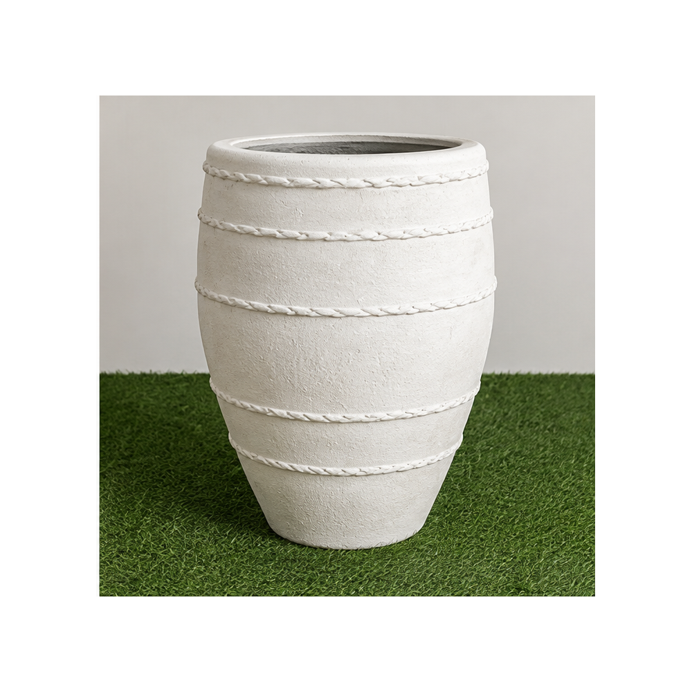 Decorative Ribbed Cement Pot - 54x75 | NF26-373020
