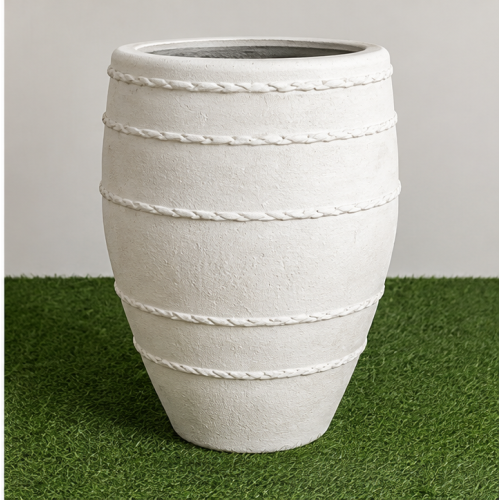 Decorative Ribbed Cement Pot - 54x75 | NF26-373020