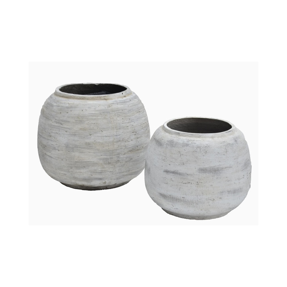Rounded Cement Planter with Tapered Profile | Nifloral