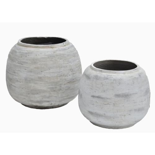 Rounded Cement Planter with Tapered Profile | Nifloral