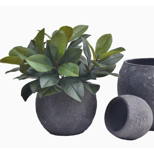 Rounded Dark Cement Planter | Nifloral